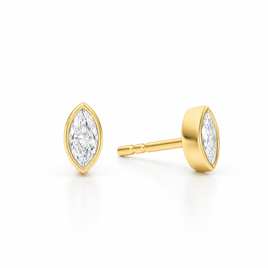 Marquise Bezel Stud Lab Grown Diamond Earrings