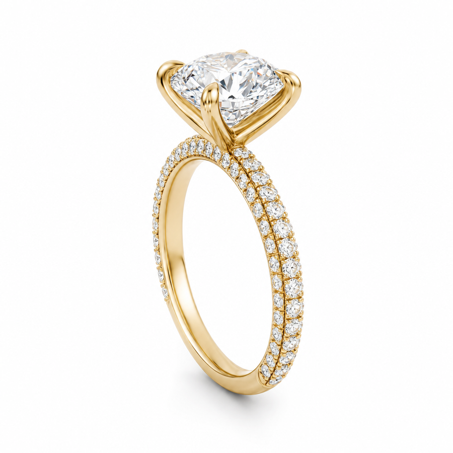 Round Three Row Pave Ring