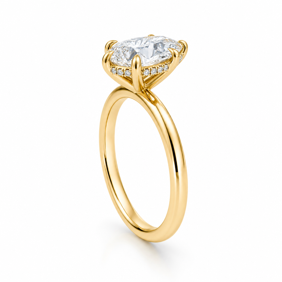Pear Solitaire Ring With Hidden Halo