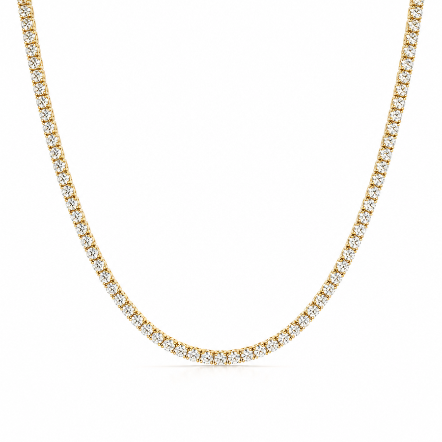 10 carat round lab grown diamond tennis necklace