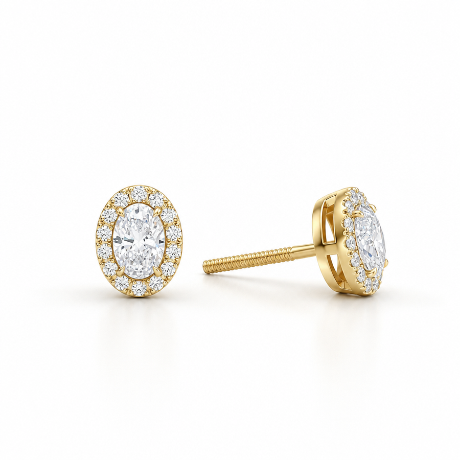 Oval Halo Stud Earrings