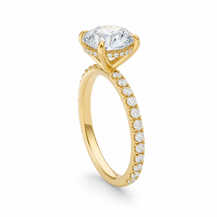 Round Hidden Halo With Pave Band