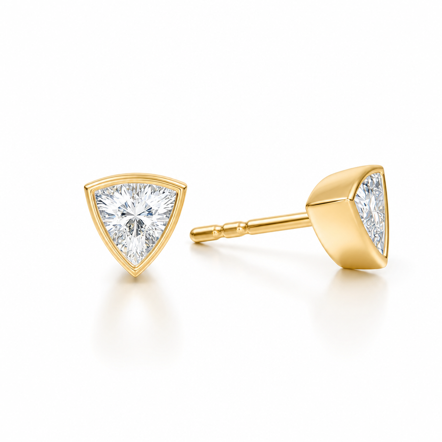 Trillion Bezel Stud Lab Grown Diamond Earrings