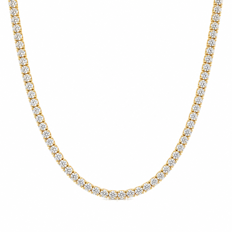 18 carat round lab-grown diamond tennis necklace