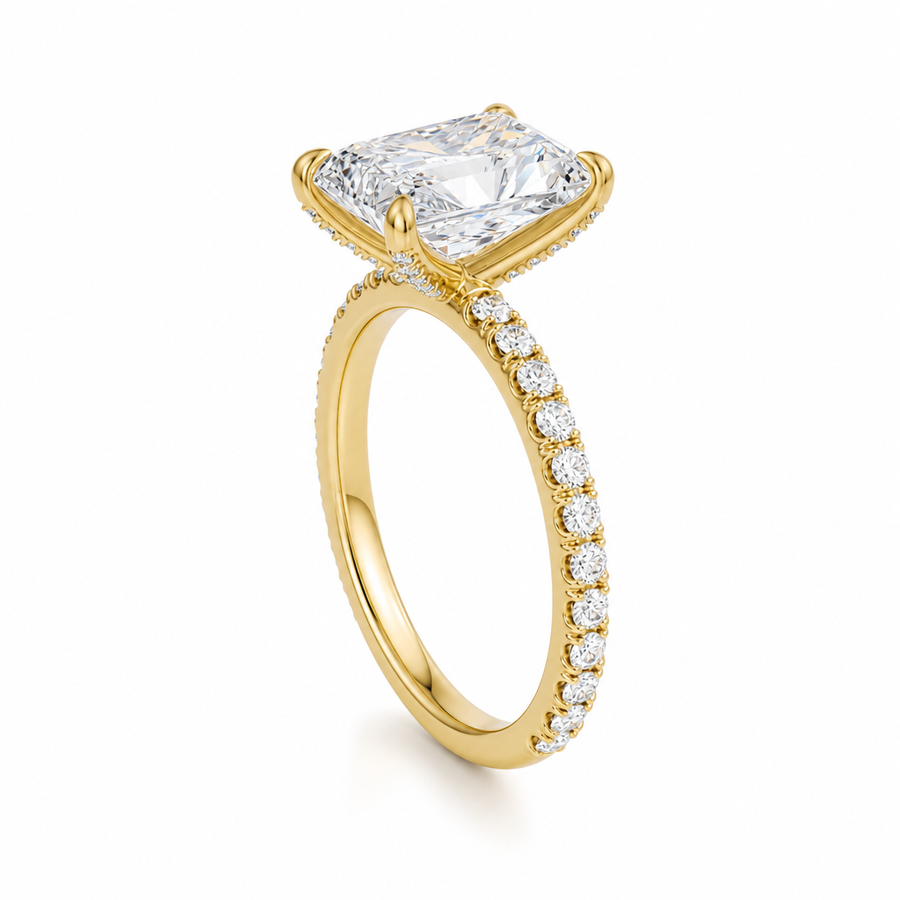 Radiant Pave Ring With Pave Prongs
