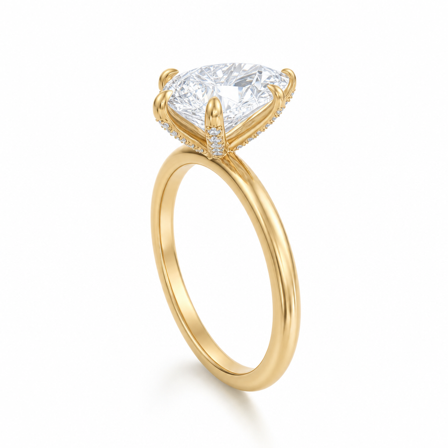 Pear Solitaire Ring With Pave Prongs
