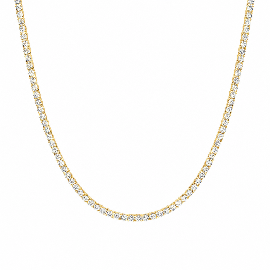 9 carat lab grown diamond tennis necklace with round colourless diamonds