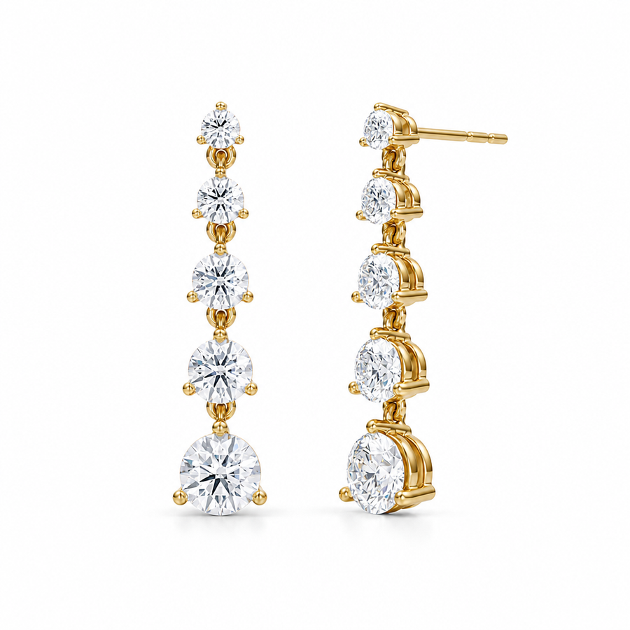 5 Graduated Round Lab Grown Diamond Dangle Earrings