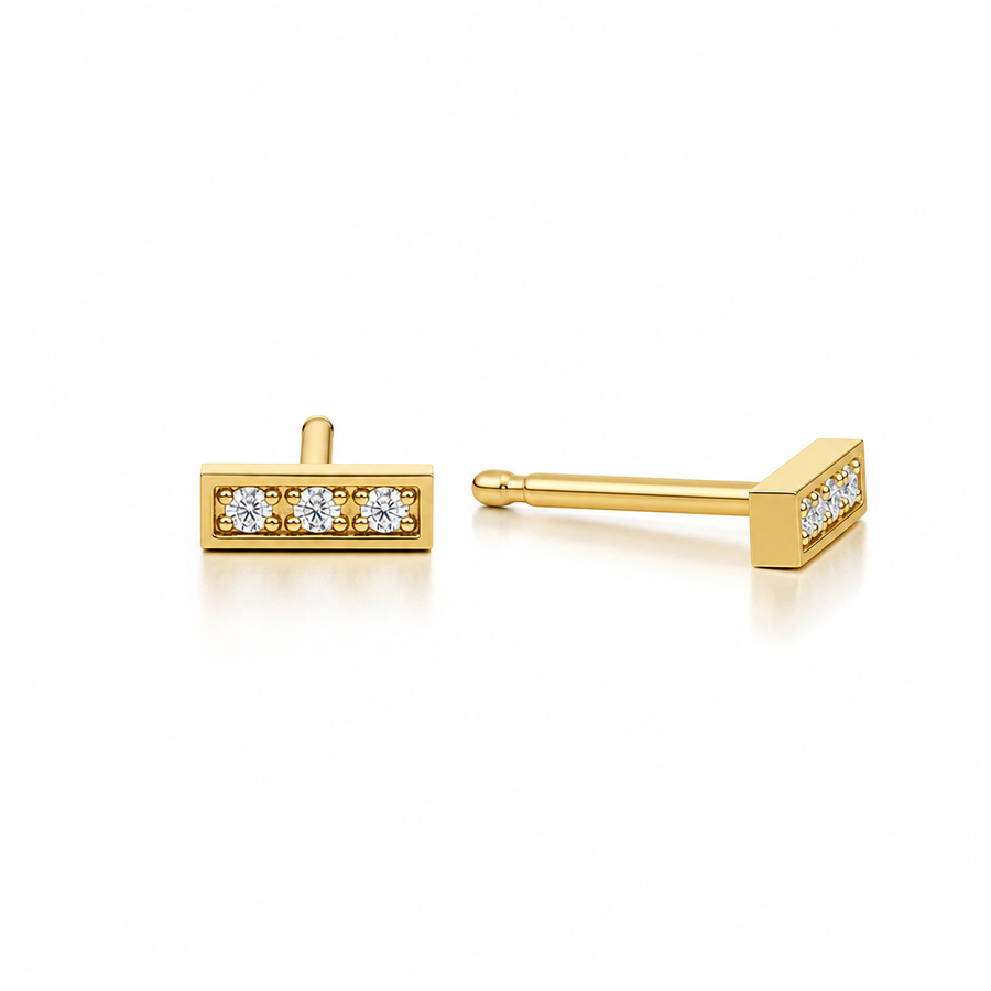 Lab Grown Diamond Bar Earrings Bright Cut