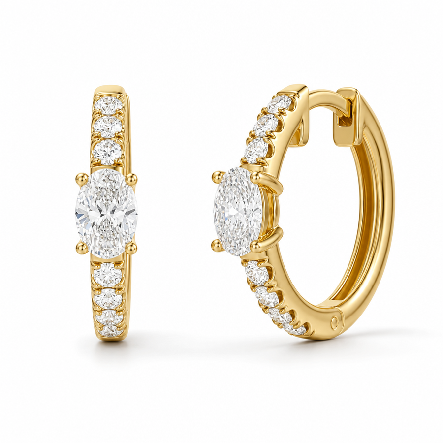 Lab Grown Oval Diamond Huggie Earrings