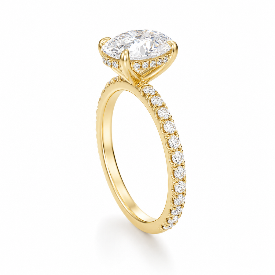 Oval Hidden Halo With Pave Band