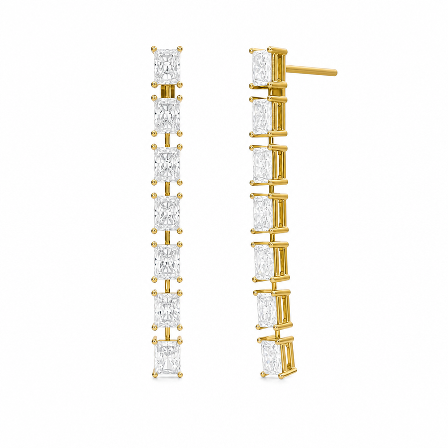 8 Stone Radiant Lab Grown Diamond Drop Earrings