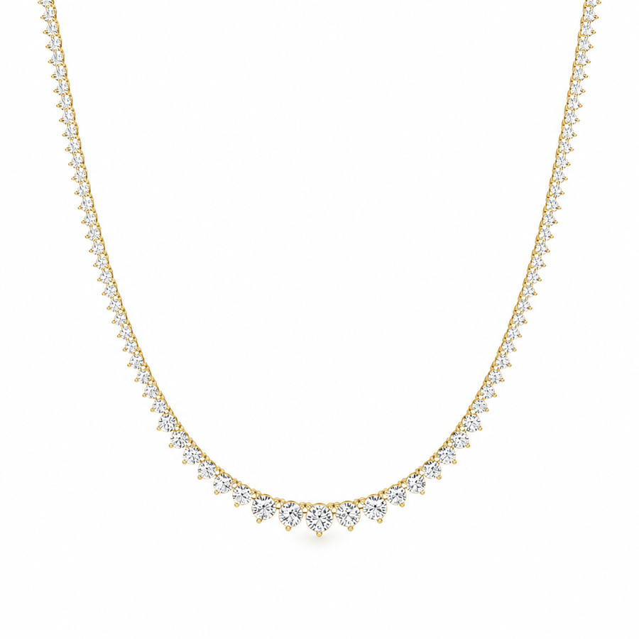 7 1/2 Carat Lab Grown Diamond Graduated Tennis Necklace
