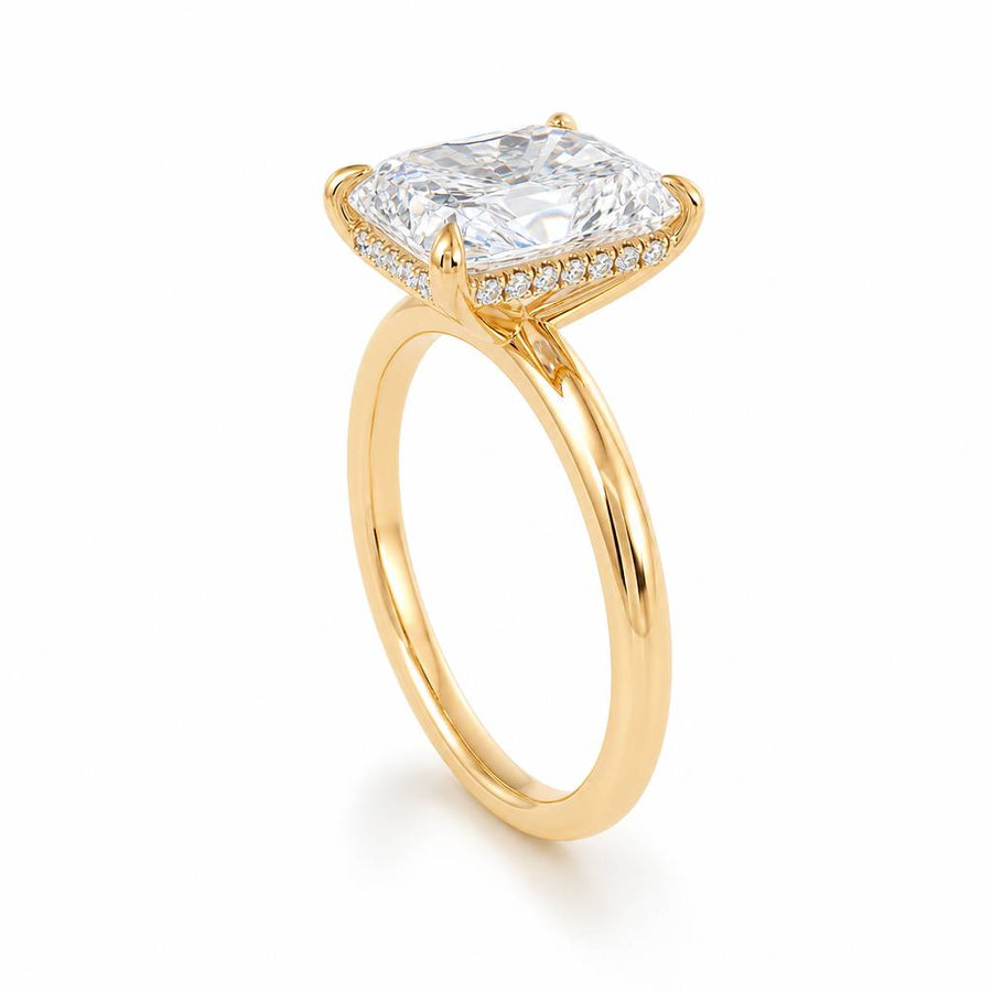 Radiant Solitaire Ring With Hidden Halo