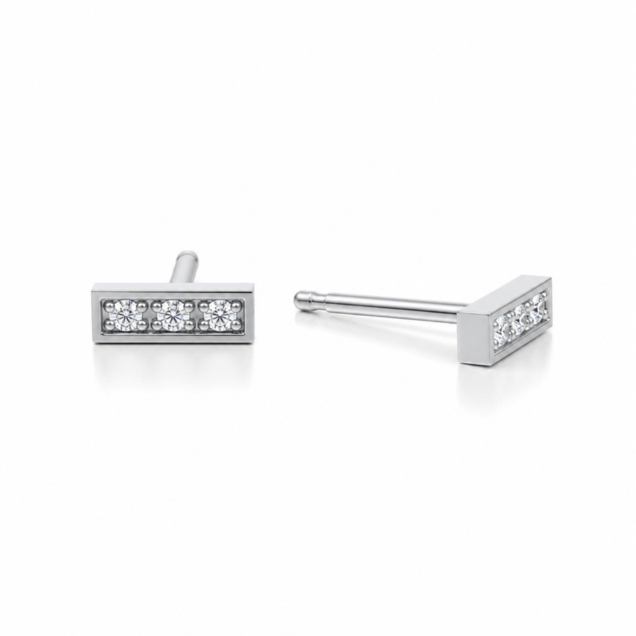 Lab Grown Diamond Bar Earrings Bright Cut