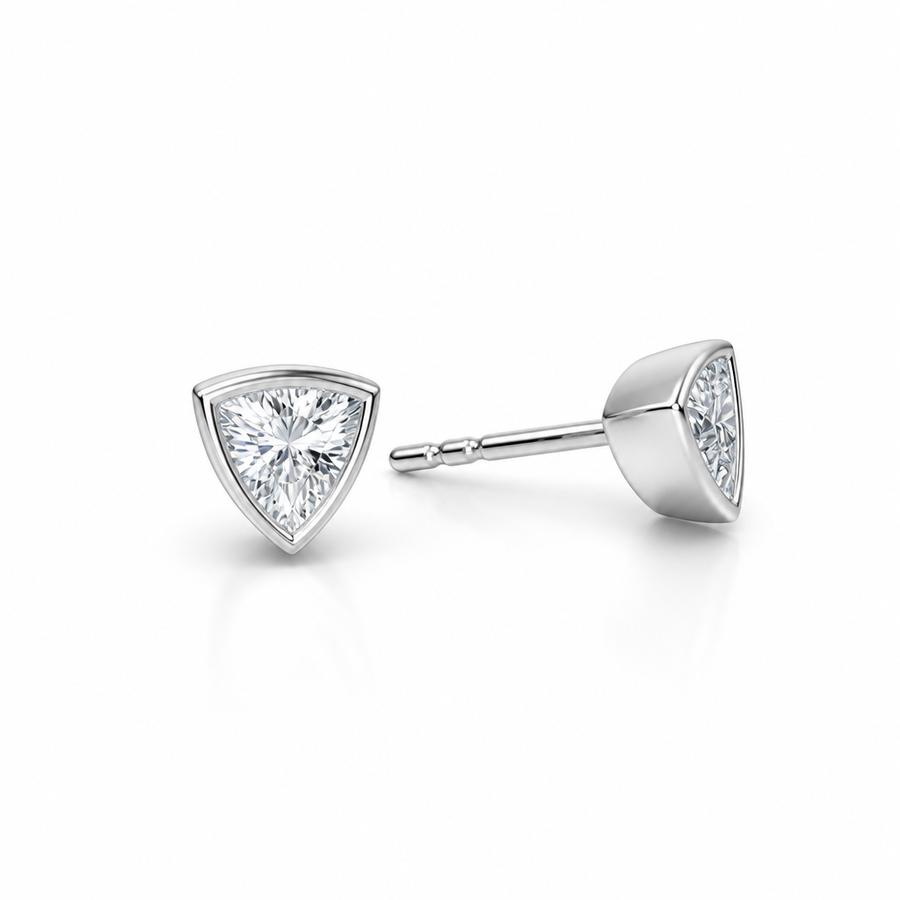 Trillion Bezel Stud Lab Grown Diamond Earrings