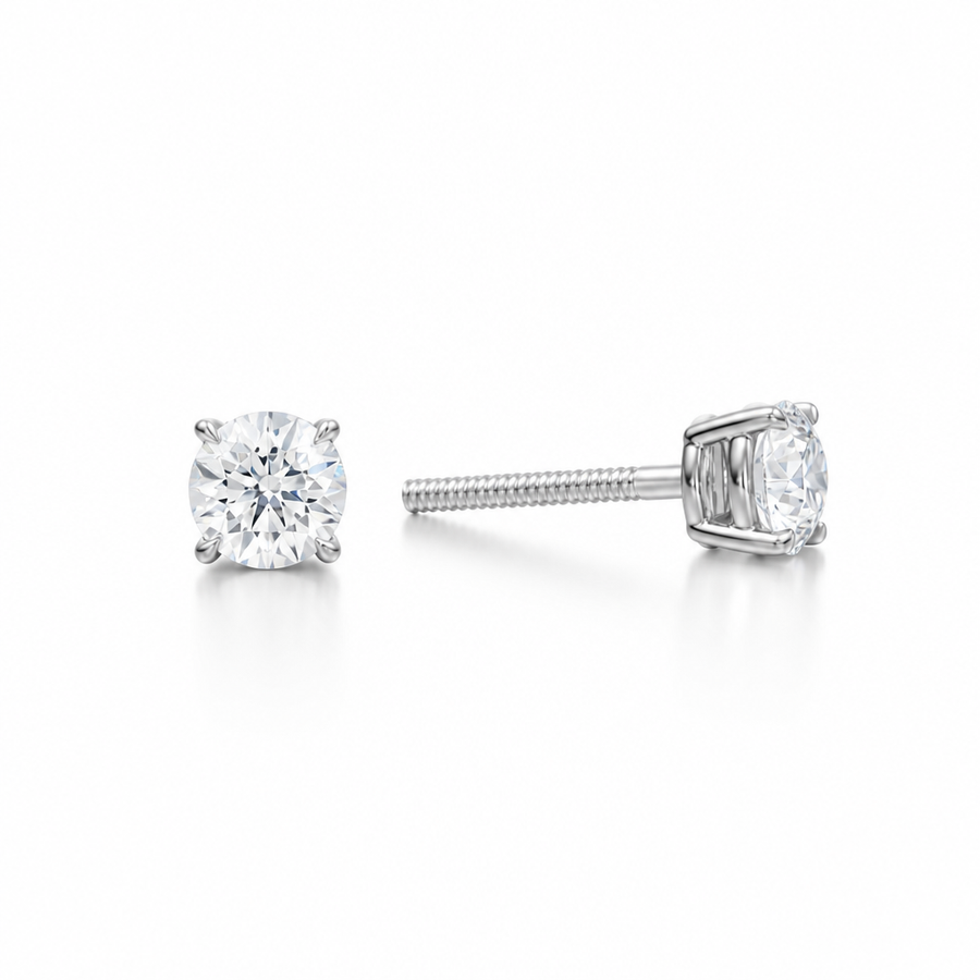 0.50ct lab-grown round diamond stud earrings in 14K gold
