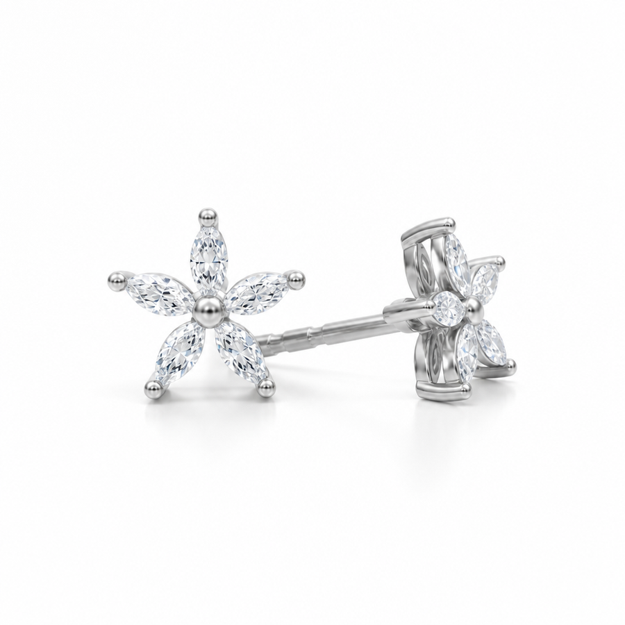Marquise Flower Cluster Stud Earrings