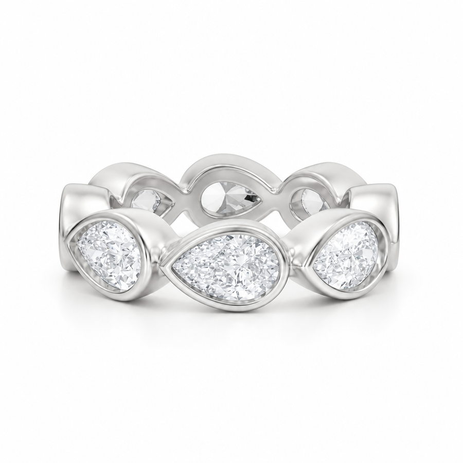 Pear Bezel Horizontal Eternity Band