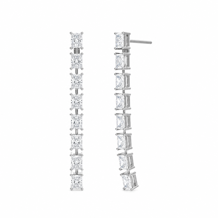 8 Stone Radiant Lab Grown Diamond Drop Earrings