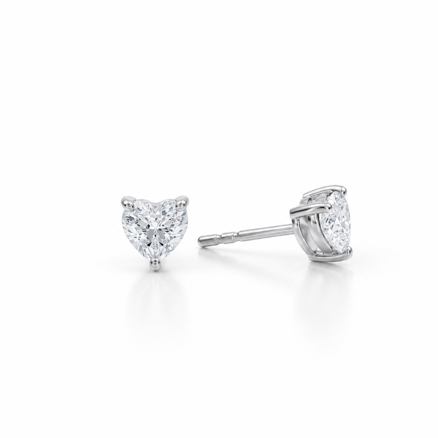 Heart Shape Lab Grown Diamond Stud Earrings
