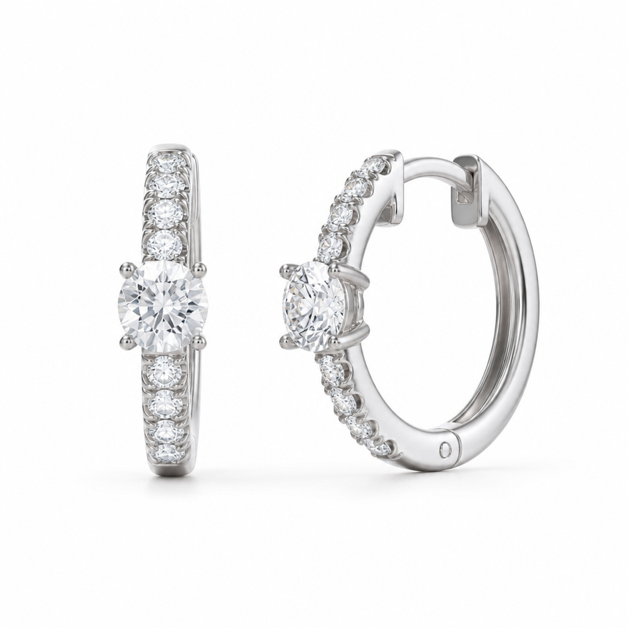 Lab-grown round diamond huggie earrings with 0.75ct total diamond weight