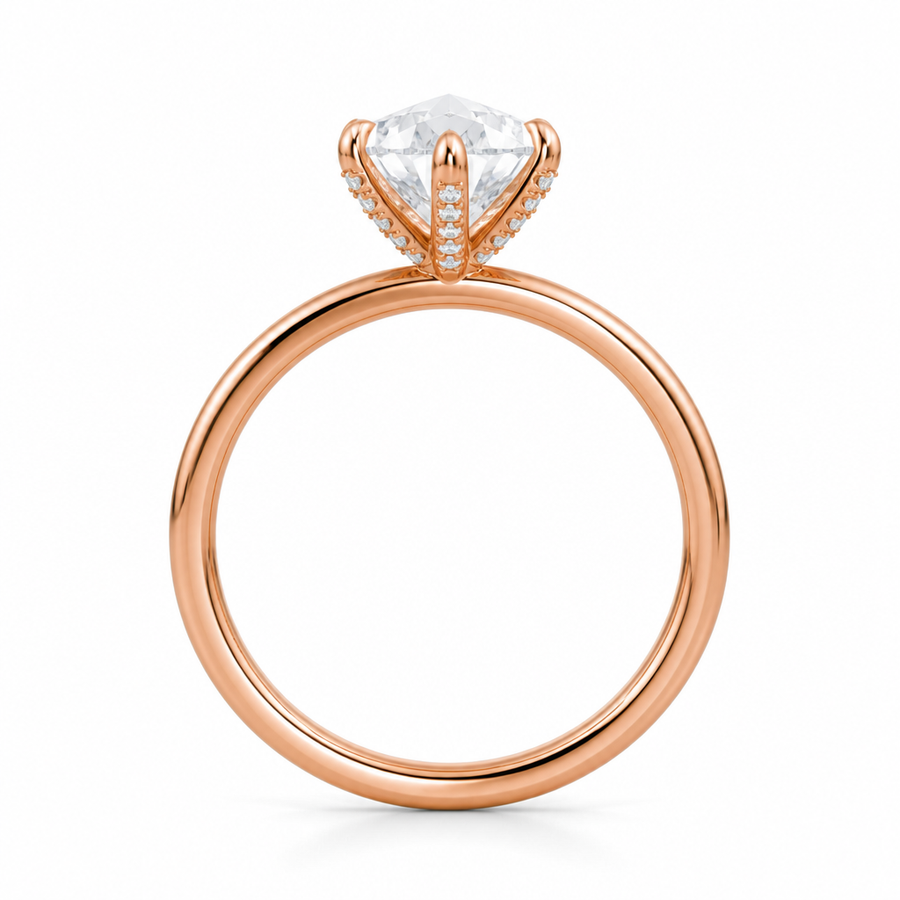 Pear Solitaire Ring With Pave Prongs