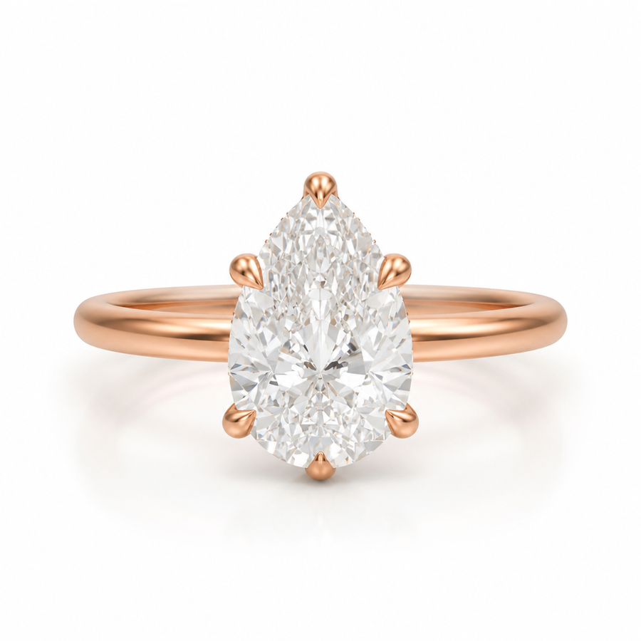 Pear Martini Basket Solitaire Ring