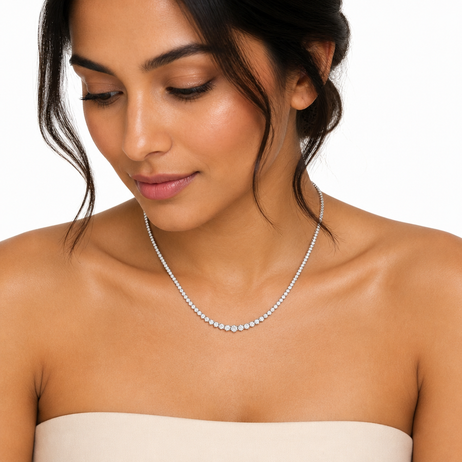 5 Carat Lab Grown Diamond Graduated Tennis Necklace