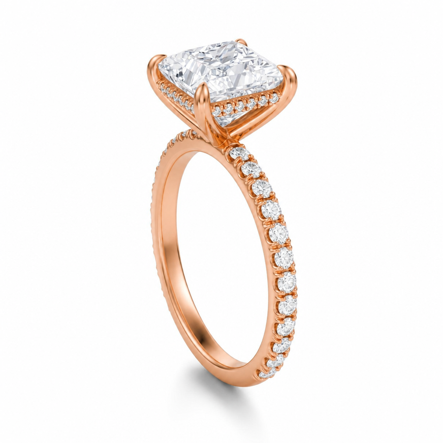 Princess Hidden Halo With Pave Band