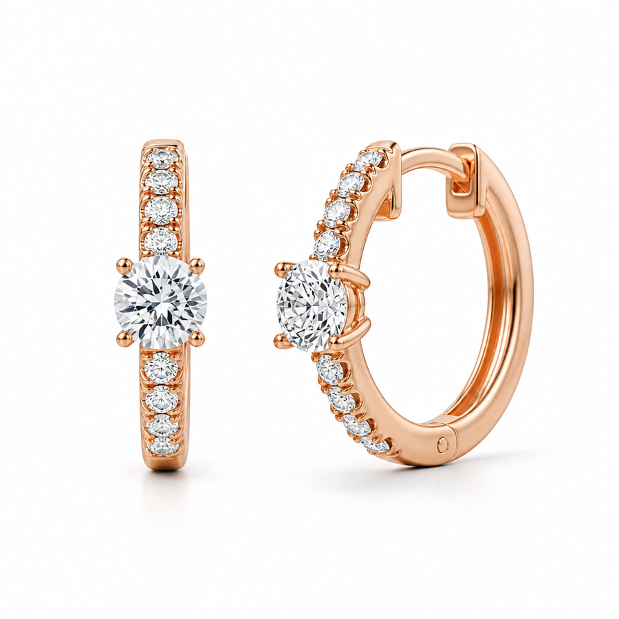 Lab-grown round diamond huggie earrings with 0.75ct total diamond weight