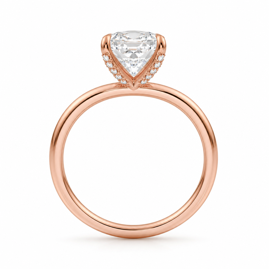 Cushion Solitaire Ring With Pave Prongs
