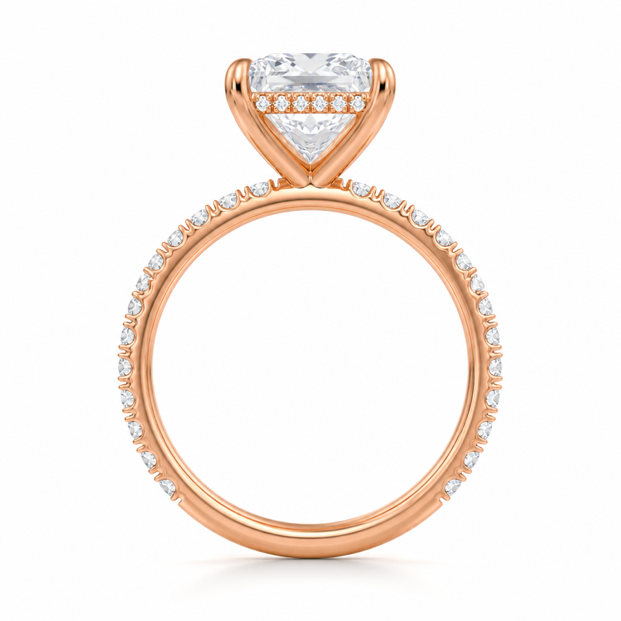 Princess Hidden Halo With Pave Band