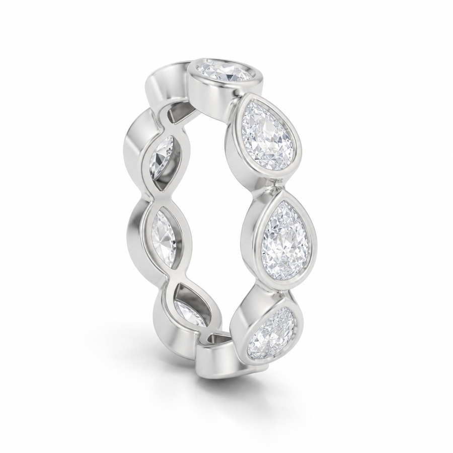 Pear Bezel Horizontal Eternity Band