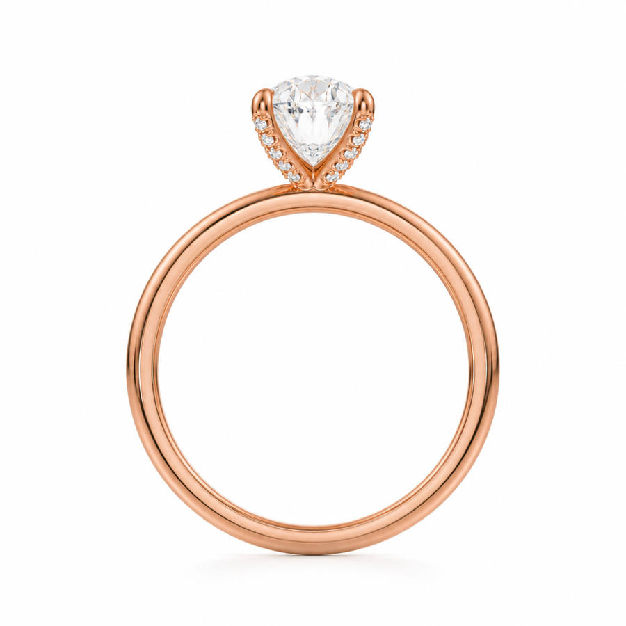Oval Solitaire Ring With Pave Prongs