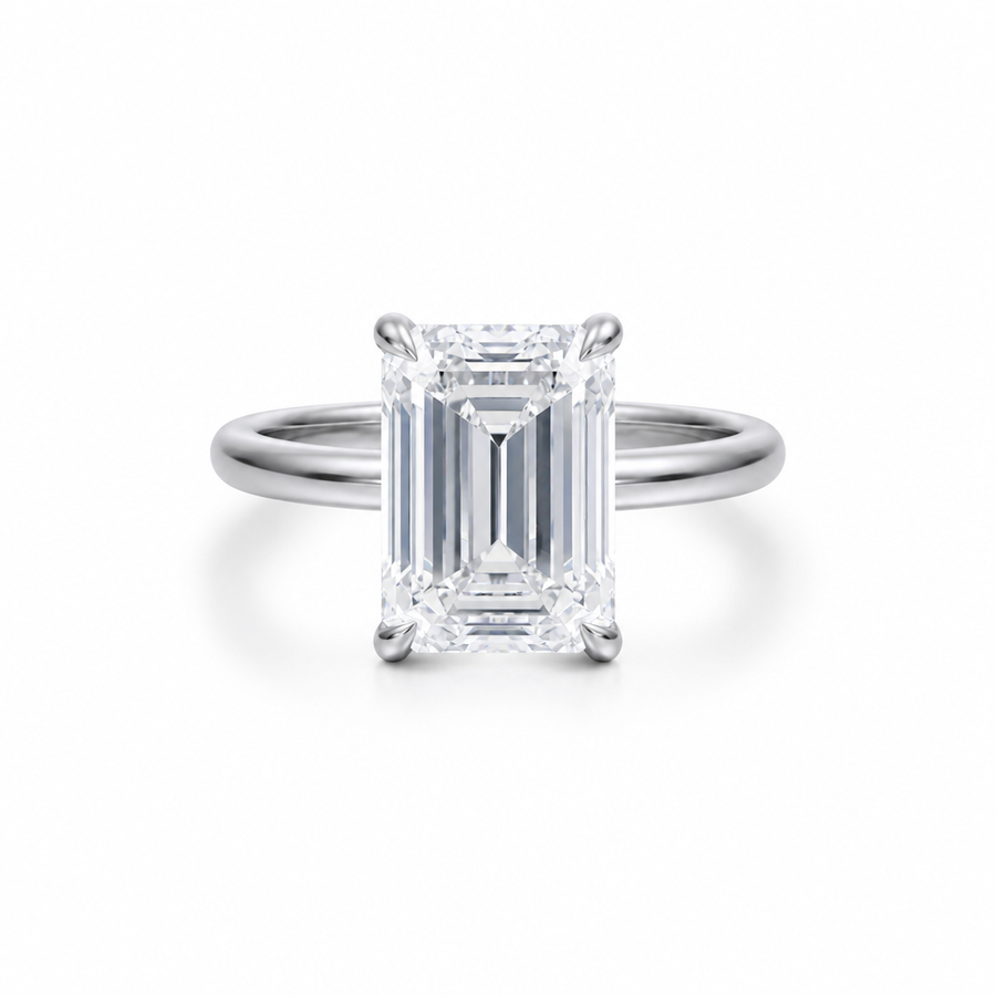Emerald Classic Open Solitaire Ring