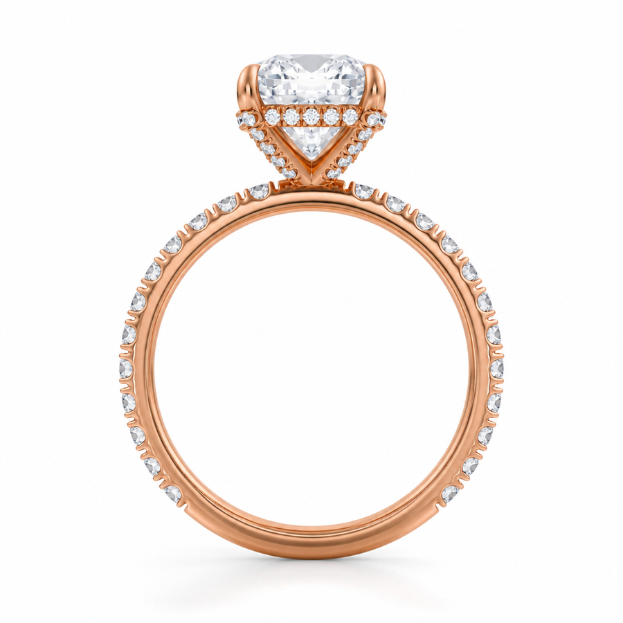 Cushion Diamond Basket With Pave Ring