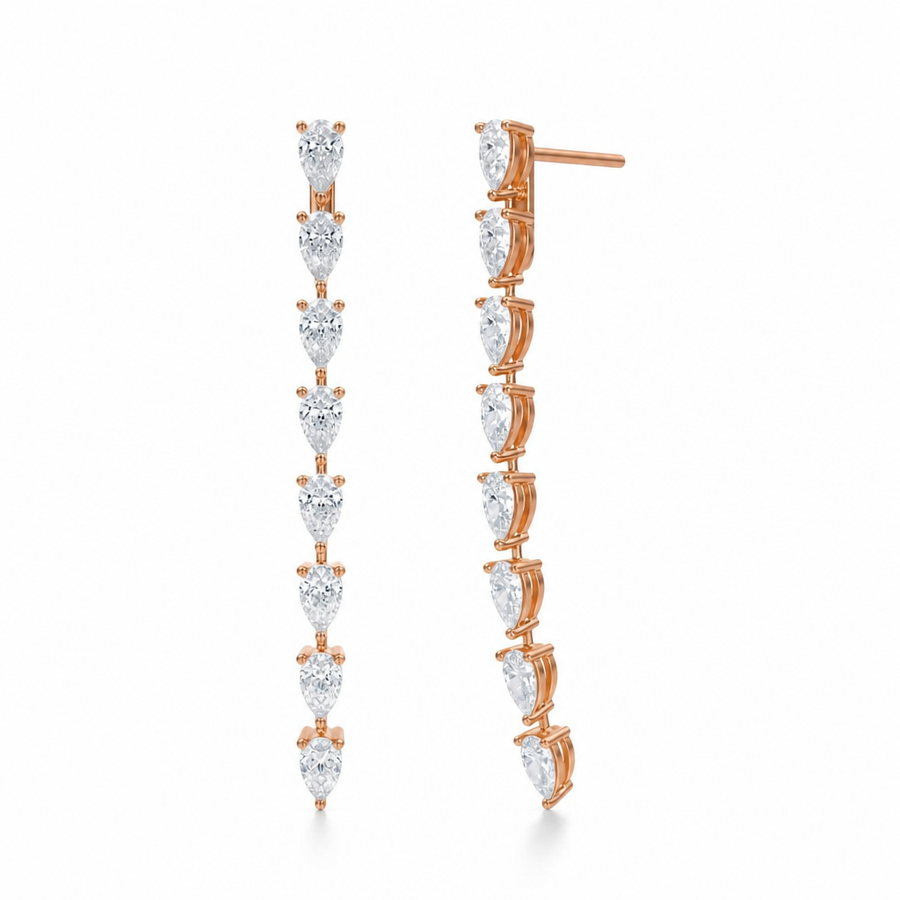 8 Stone Pear Lab Grown Diamond Drop Earrings