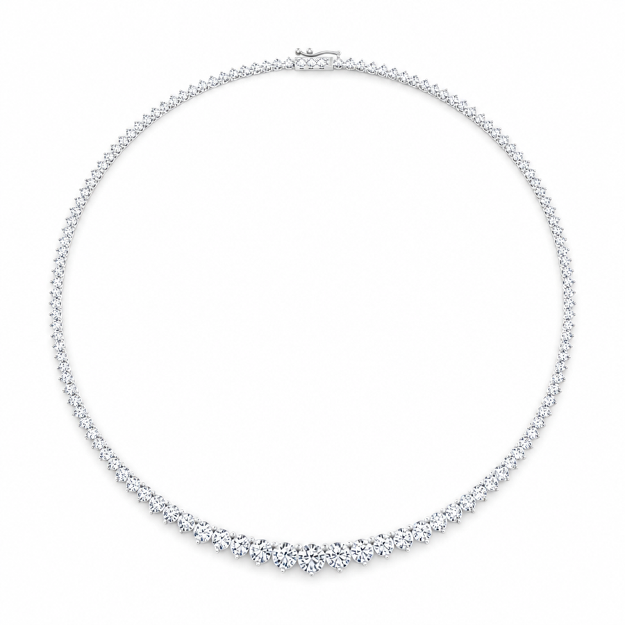 18 Carat Lab Grown Diamond Graduated Tennis Necklace