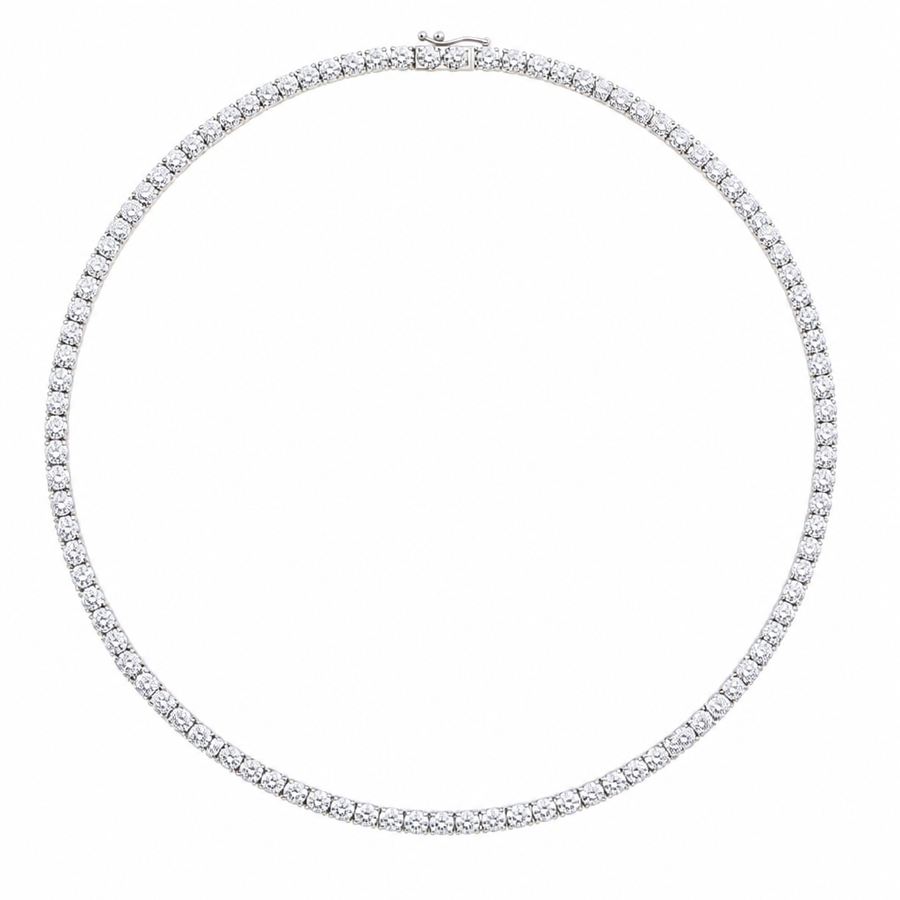 22 Carat Round Lab Grown Diamond Tennis Necklace