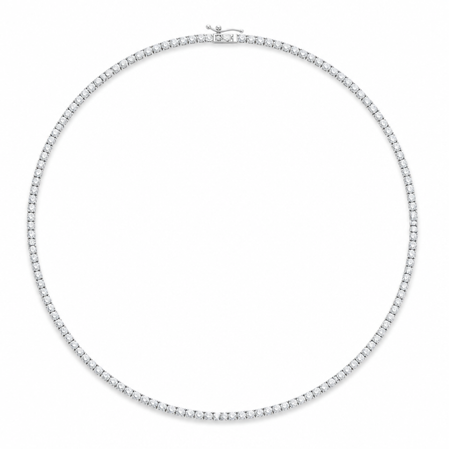 9 carat lab grown diamond tennis necklace with round colourless diamonds