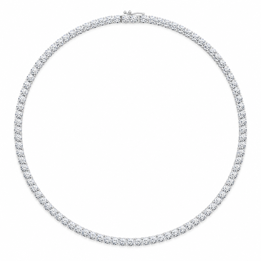 27 Carat Round Lab Grown Diamond Tennis Necklace