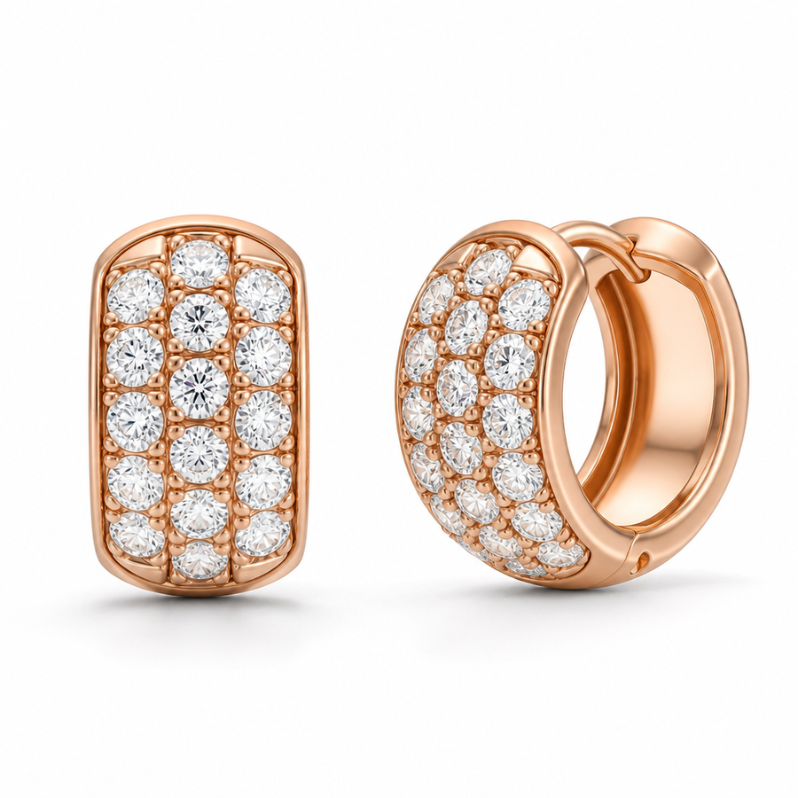1.10 Carat Trio Pave Lab Grown Diamond Huggie Earrings