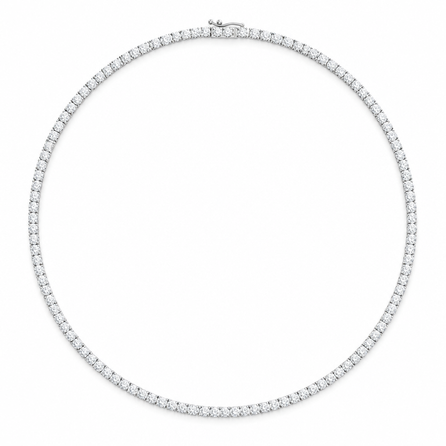 18 carat round lab-grown diamond tennis necklace