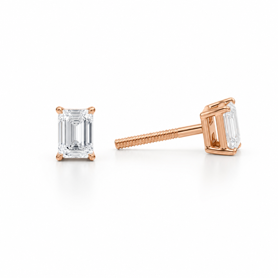 Emerald Lab Grown Diamond Stud Earrings