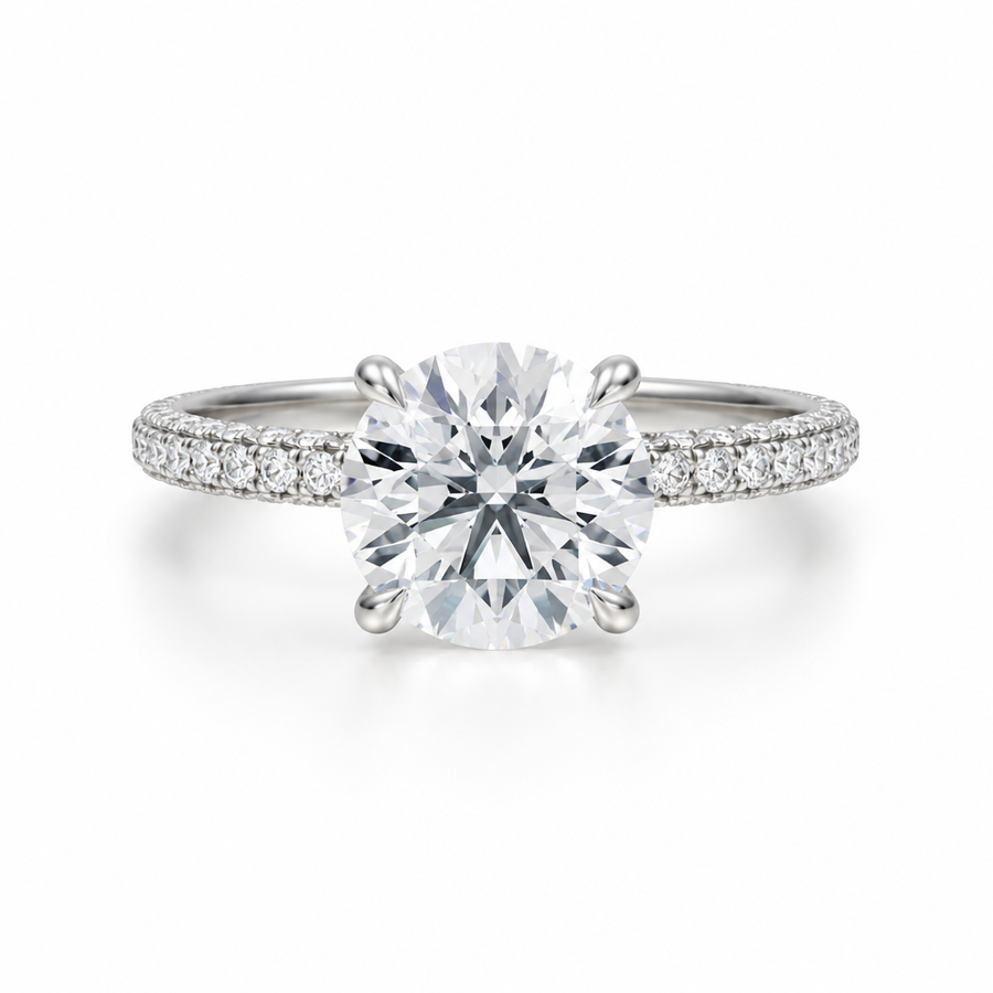 Round Three Row Pave Ring