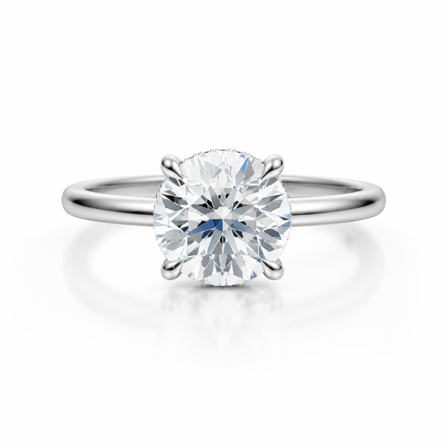 Round Solitaire Ring With Hidden Halo