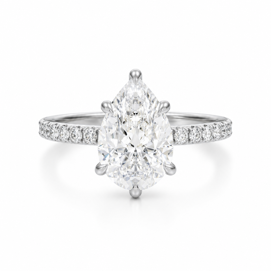 Pear Modern Pave Ring