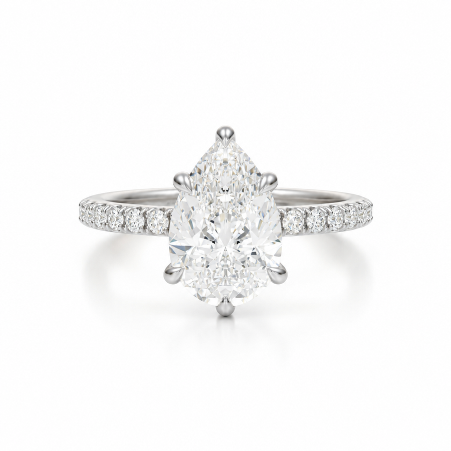 Pear Pave Ring With Pave Prongs