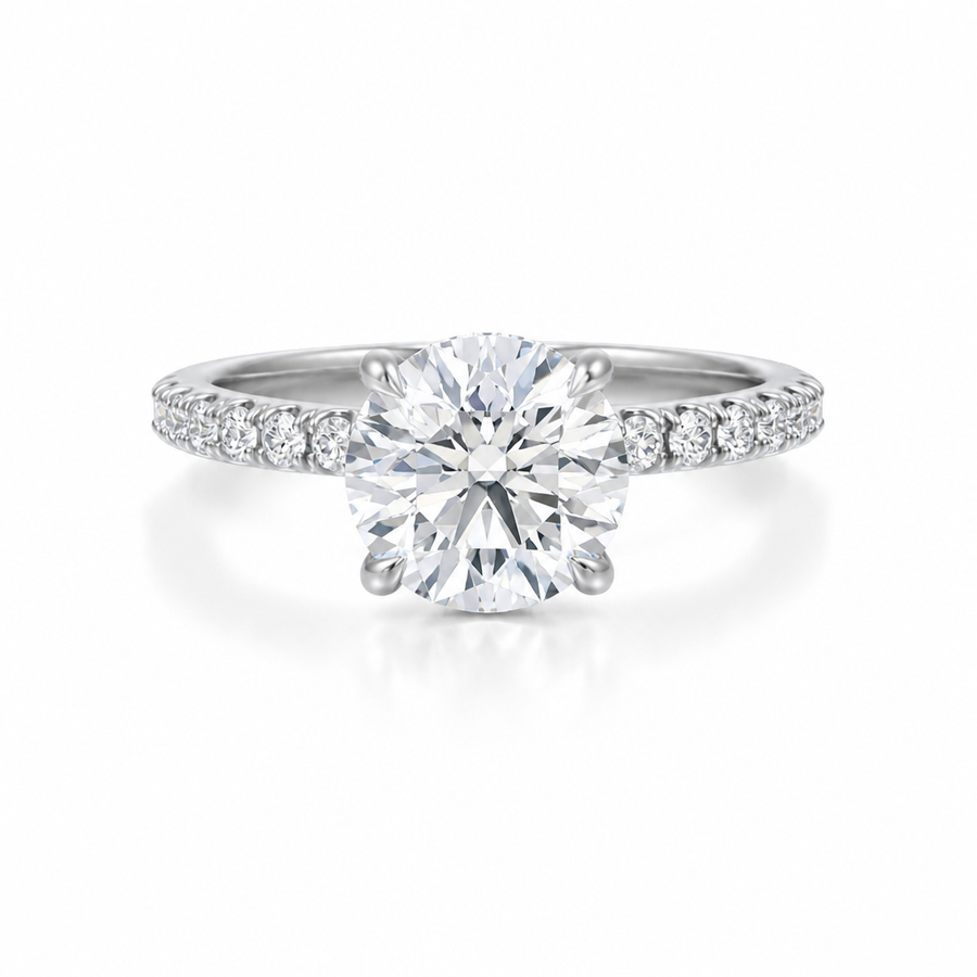 Round Diamond Basket With Pave Ring